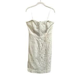 J. Crew Collection Lace Dress Strapless w/Boning White Ivory Above Knee  sz. 10
